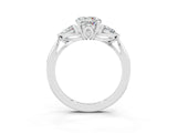 White gold Three-Stone Round Cut Moissanite Ring with Pear  Side Stones in Four-Prong Setting_15