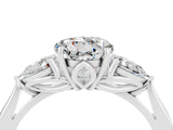 White gold Three-Stone Round Cut Moissanite Ring with Pear  Side Stones in Four-Prong Setting_16