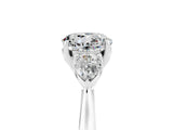 White gold Three-Stone Round Cut Moissanite Ring with Pear  Side Stones in Four-Prong Setting_17