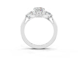 White gold Three-Stone Round Cut Moissanite Ring with Pear  Side Stones in Four-Prong Setting_51