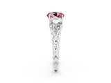 White gold Three-Stone Round Cut Morganite Braided Band Ring with Four-Prong Setting_14