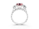 White gold Three-Stone Round Cut Morganite Braided Band Ring with Four-Prong Setting_15