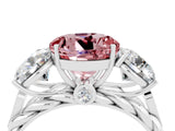 White gold Three-Stone Round Cut Morganite Braided Band Ring with Four-Prong Setting_16
