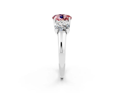 White gold Three-Stone Round Cut Morganite Engagement Ring with Prong Setting_2