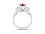 White gold Three-Stone Round Cut Morganite Pavé Band with Four-Prong Setting_3