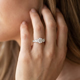 White gold Three-Stone Round Cut Pavé Band with Prong Setting_29