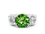White gold Three-Stone Round Cut Peridot Braided Band Ring with Four-Prong Setting_12