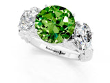 White gold Three-Stone Round Cut Peridot Braided Band Ring with Four-Prong Setting_13