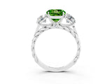 White gold Three-Stone Round Cut Peridot Braided Band Ring with Four-Prong Setting_15