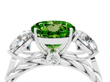 White gold Three-Stone Round Cut Peridot Braided Band Ring with Four-Prong Setting_16