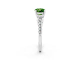 White gold Three-Stone Round Cut Peridot Pavé Band with Four-Prong Setting_2