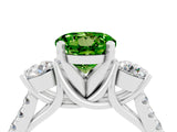 White gold Three-Stone Round Cut Peridot Pavé Band with Four-Prong Setting_4