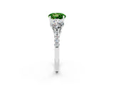 White gold Three-Stone Round Cut Peridot Ring with Pavé Band and Prong Setting_14