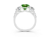White gold Three-Stone Round Cut Peridot Ring with Pavé Band and Prong Setting_15