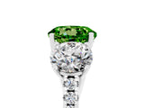White gold Three-Stone Round Cut Peridot Ring with Pavé Band and Prong Setting_17