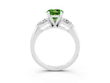 White gold Three-Stone Round Cut Peridot Ring with Pear Side Stones and Four-Prong Setting_27