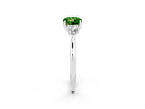 White gold Three-Stone Round Cut Peridot Ring with Pear  Side Stones in Four-Prong Setting_14