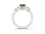 White gold Three-Stone Round Cut Peridot Ring with Pear  Side Stones in Four-Prong Setting_15