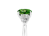 White gold Three-Stone Round Cut Peridot Ring with Pear  Side Stones in Four-Prong Setting_17