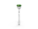 White gold Three-Stone Round Cut Peridot Ring with Pear  Side Stones in Four-Prong Setting_50