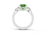 White gold Three-Stone Round Cut Peridot Ring with Pear  Side Stones in Four-Prong Setting_51