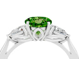 White gold Three-Stone Round Cut Peridot Ring with Pear  Side Stones in Four-Prong Setting_52