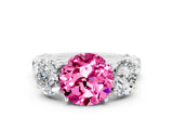 White gold Three-Stone Round Cut Pink Sapphire Braided Band Ring with Four-Prong Setting_36