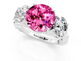 White gold Three-Stone Round Cut Pink Sapphire Braided Band Ring with Four-Prong Setting_37