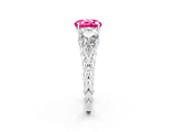 White gold Three-Stone Round Cut Pink Sapphire Braided Band Ring with Four-Prong Setting_38