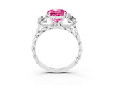 White gold Three-Stone Round Cut Pink Sapphire Braided Band Ring with Four-Prong Setting_39