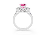 White gold Three-Stone Round Cut Pink Sapphire Pavé Band with Four-Prong Setting_27