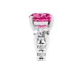 White gold Three-Stone Round Cut Pink Sapphire Pavé Band with Four-Prong Setting_29