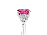 White gold Three-Stone Round Cut Pink Sapphire Ring with Pear  Side Stones in Four-Prong Setting_29