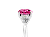 White gold Three-Stone Round Cut Pink Sapphire Ring with Pear  Side Stones in Four-Prong Setting_65