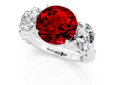 White gold Three-Stone Round Cut Ruby Braided Band Ring with Four-Prong Setting_13