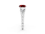 White gold Three-Stone Round Cut Ruby Braided Band Ring with Four-Prong Setting_14