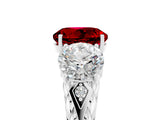 White gold Three-Stone Round Cut Ruby Braided Band Ring with Four-Prong Setting_17