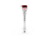 White gold Three-Stone Round Cut Ruby Pavé Band with Four-Prong Setting_2