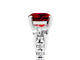White gold Three-Stone Round Cut Ruby Pavé Band with Four-Prong Setting_5