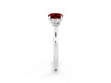 White gold Three-Stone Round Cut Ruby Ring with Pear  Side Stones in Four-Prong Setting_14
