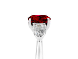 White gold Three-Stone Round Cut Ruby Ring with Pear  Side Stones in Four-Prong Setting_17