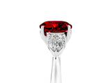 White gold Three-Stone Round Cut Ruby Ring with Pear  Side Stones in Four-Prong Setting_53
