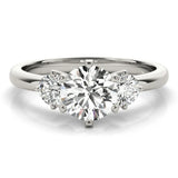 White gold Three-Stone Round Cut Solitaire Diamond Ring with Prong Setting 1