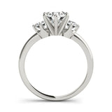 White gold Three-Stone Round Cut Solitaire Diamond Ring with Prong Setting 2