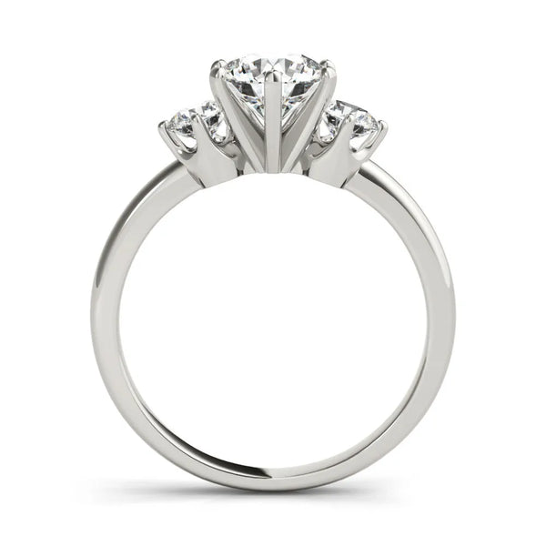 White gold Three-Stone Round Cut Solitaire Diamond Ring with Prong Setting