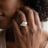 White gold Three-Stone Round Cut Solitaire Diamond Ring with Prong Setting_30