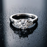 White gold Three-Stone Round Cut Solitaire Engagement Ring with Prong Setting and Classic Band_30