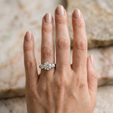 White gold Three-Stone Round Cut Solitaire Ring with Cathedral Band and Four-Prong Setting_27