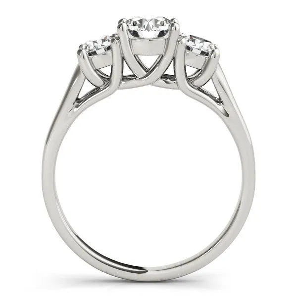 White gold Three-Stone Round Cut Solitaire Ring with Classic Band and Prong Setting
