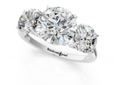 White gold Three-Stone Round Cut Solitaire Ring with Classic Band and Prong Setting_15